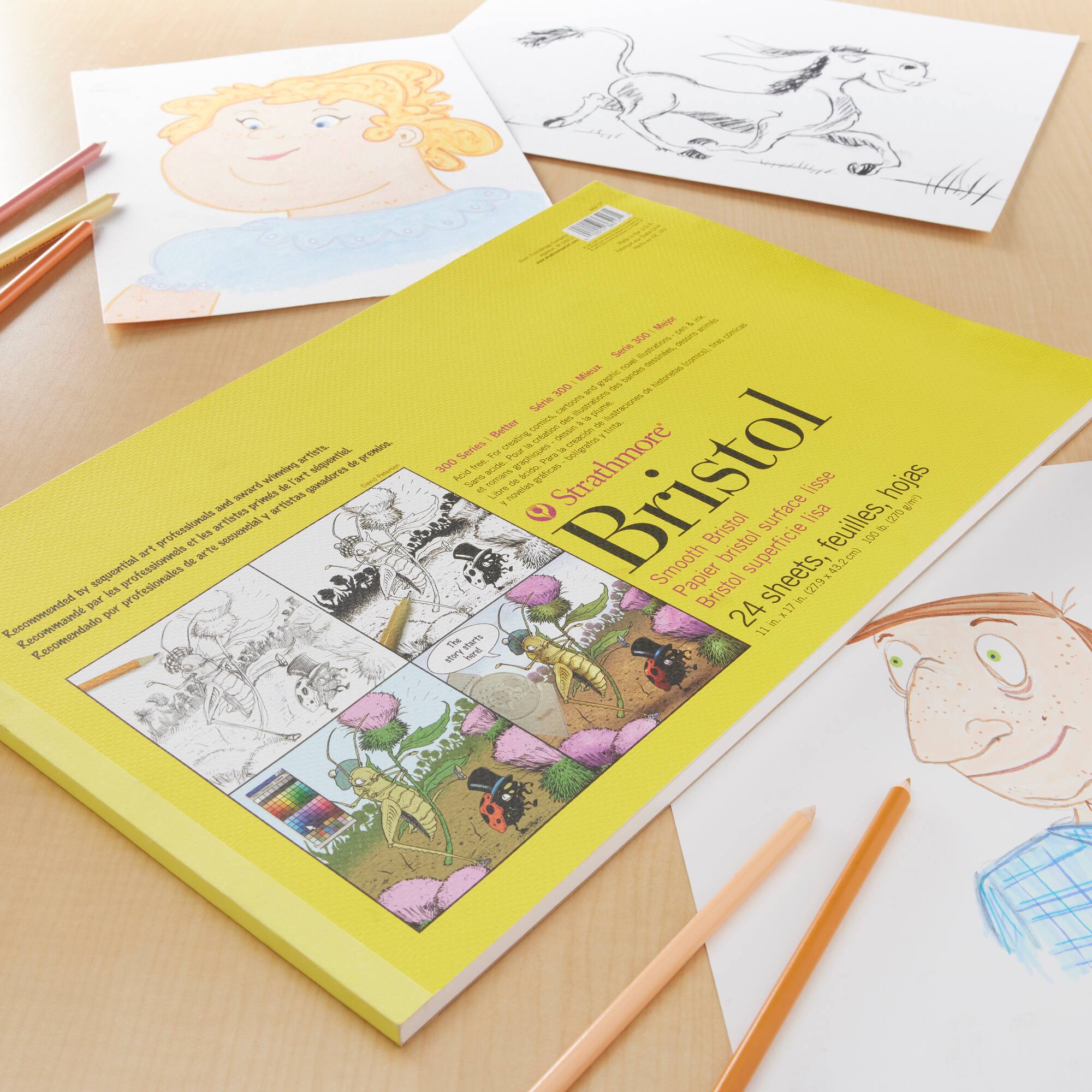 Strathmore® 300 Series Sequential Art Smooth Bristol Paper Pad, 11" x 17"